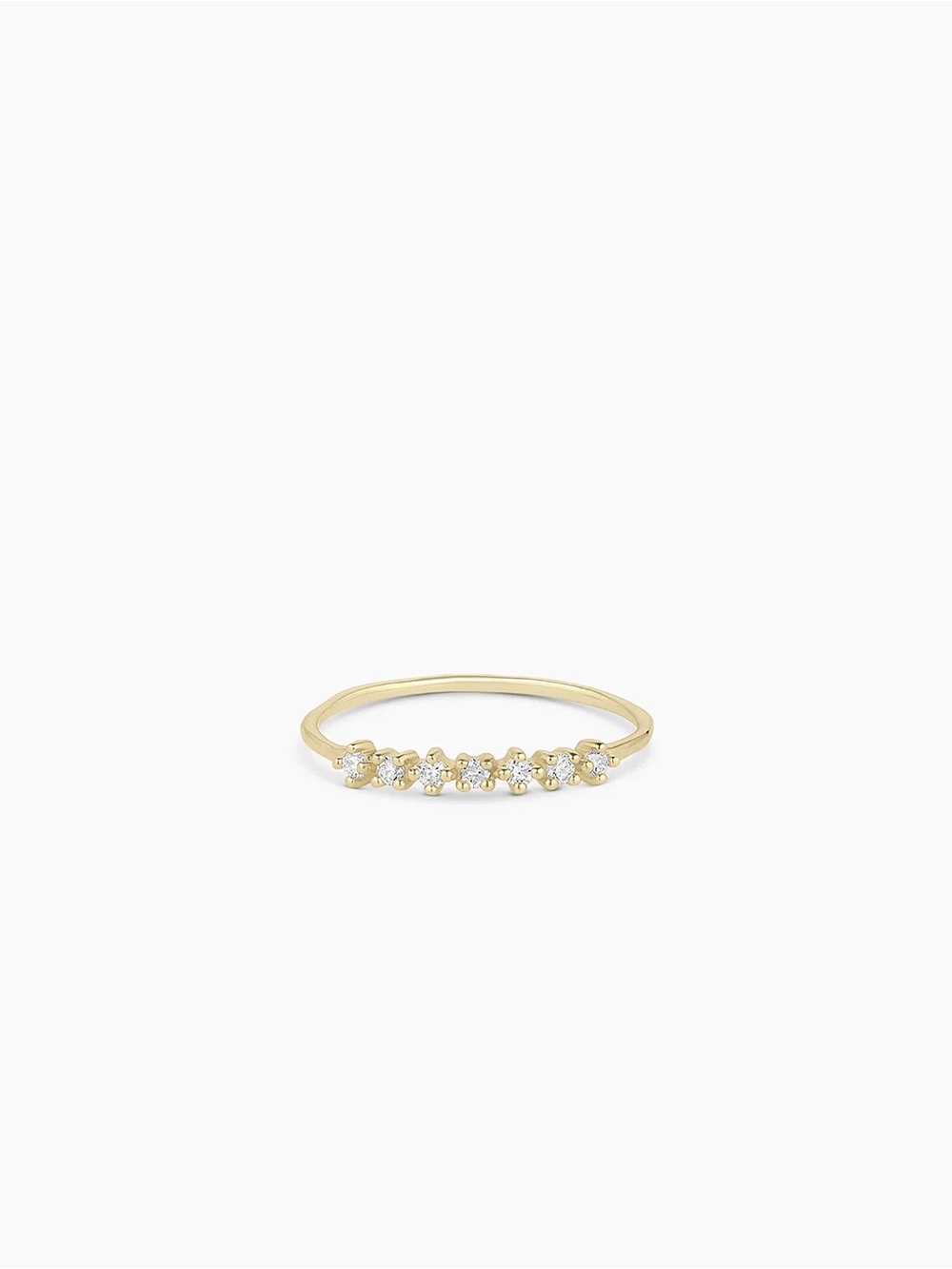 Delicate Gold Diamond Row Ring - Size 8